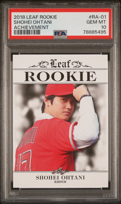 Graded 2018 Leaf Rookie Shohei Ohtani #RA01 Achievement Rookie RC Baseball Card PSA 10 Gem Mint