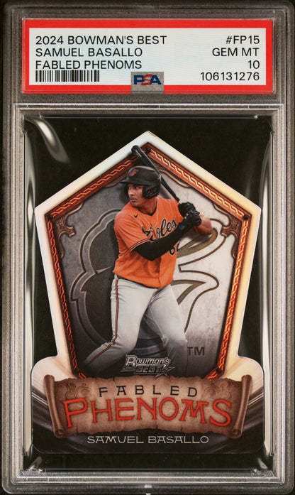 Graded 2024 Topps Bowmans Best Samuel Basallo #FP15 Fabled Phenoms Rookie RC Baseball Card PSA 10 Gem Mint