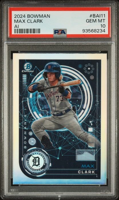 Graded 2024 Topps Bowman Max Clark #BAI11 AI Rookie RC Baseball Card PSA 10 Gem Mint