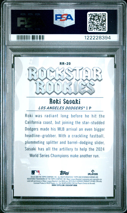 Graded 2025 Topps Bowman Roki Sasaki #RR20 Rockstar Rookies Rookie RC Baseball Card PSA 6 EX Mint