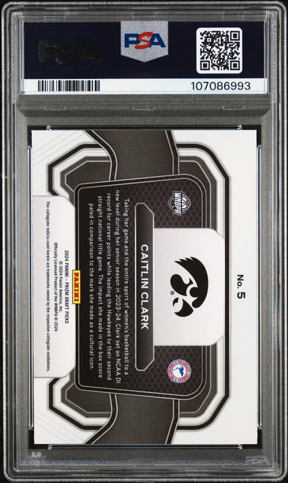 Graded 2024 Panini Prizm Draft Picks Caitlin Clark #5 Campus Legends Rookie RC Basketball Card PSA 10 Gem Mint