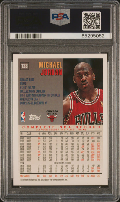 Graded 1997 Topps Michael Jordan #123 Basketball Card PSA 10 Gem Mint