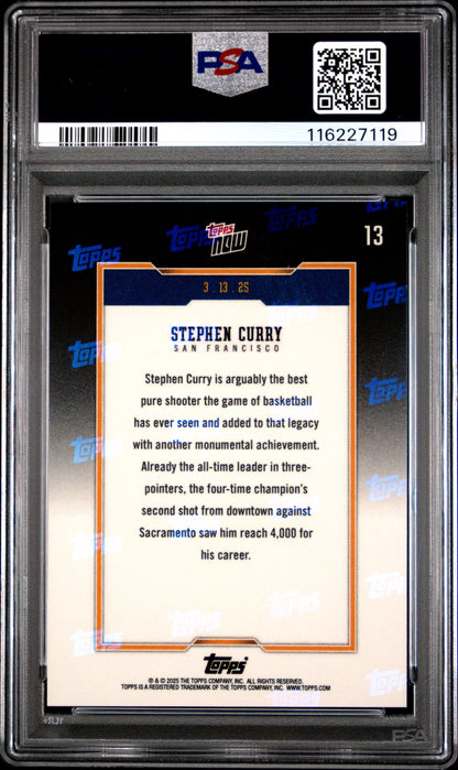 Graded 2024 Topps Now Steph Curry #13 Basketball Card PSA 9 Mint