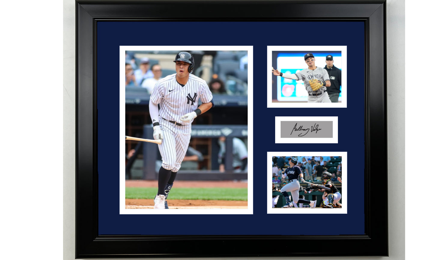 Framed Anthony Volpe New York Yankees Facsimile Laser Engraved Signature Baseball 14x11 3 Photo Collage