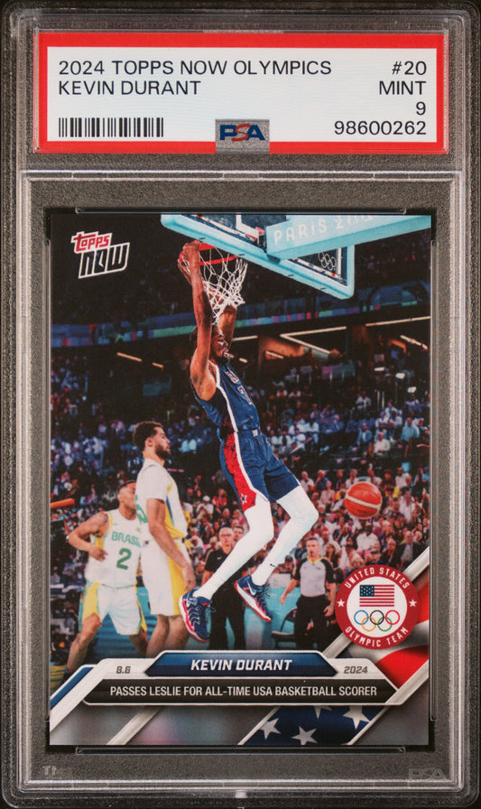 Graded 2024 Topps Now Olympics Kevin Durant #20 Basketball Card PSA 9 Mint