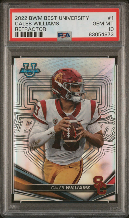 Graded 2022 Topps Bowmans Best University Caleb Williams #1 Refractor Rookie RC Football Card PSA 10 Gem Mint