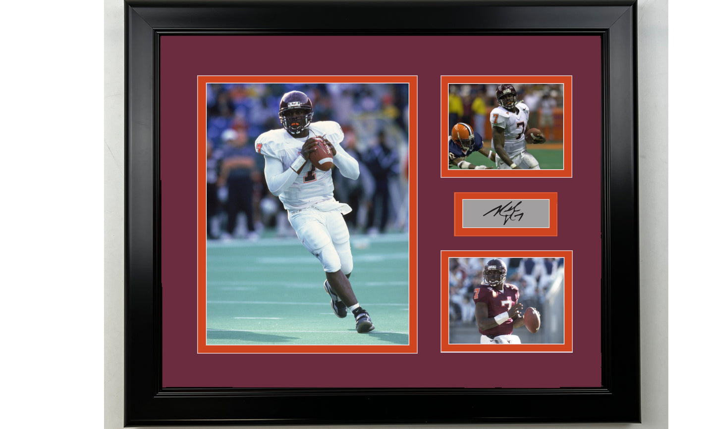 Framed Michael Vick Virginia Tech Hokies Facsimile Laser Engraved Signature NCAA Football 14x11 3 Photo Collage
