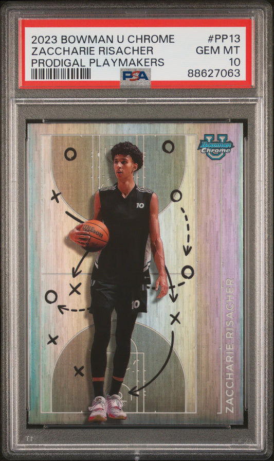 Graded 2023 Topps Bowman U Chrome Zaccharie Risacher #PP13 Prodigal Playmakers Rookie RC Basketball Card PSA 10 Gem Mint