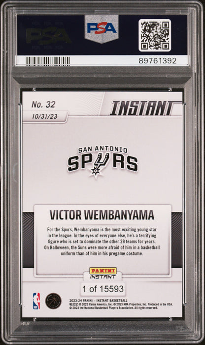 Graded 2023 Panini Instant Victor Wembanyama #32 Rookie RC Basketball Card PSA 10 Gem Mint