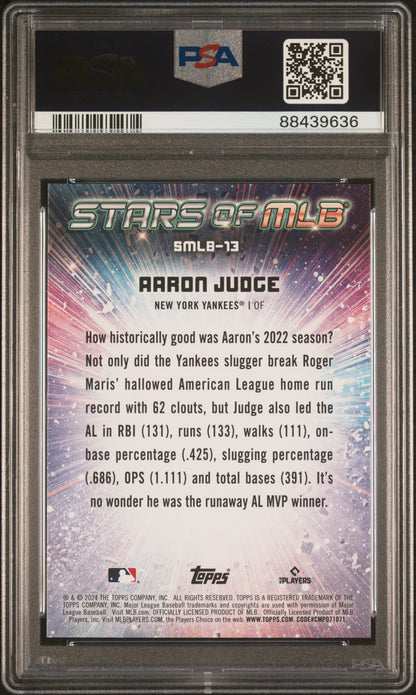Graded 2024 Topps Aaron Judge #SMLB13 Stars of MLB Red /75 Baseball Card PSA 10 Gem Mint