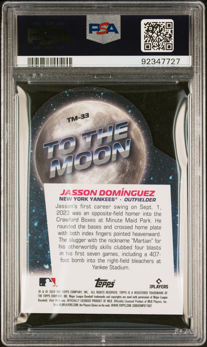 Graded 2024 Topps Big League Jasson Dominguez #TM33 To The Moon Die Cut Rookie RC Baseball Card PSA 10 Gem Mint