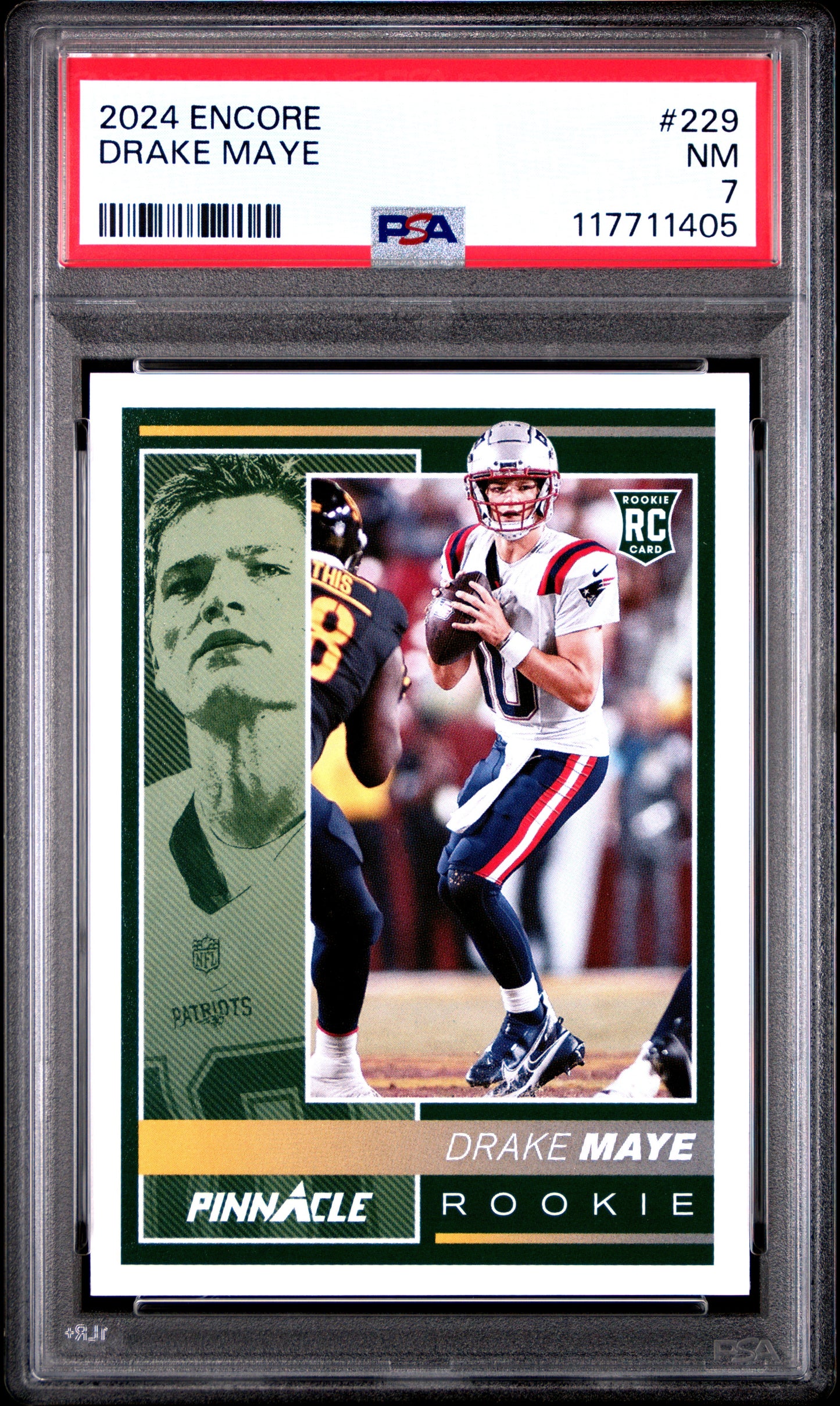 Graded 2024 Panini Encore Drake Maye #229 Rookie RC Football Card PSA 7 Near Mint