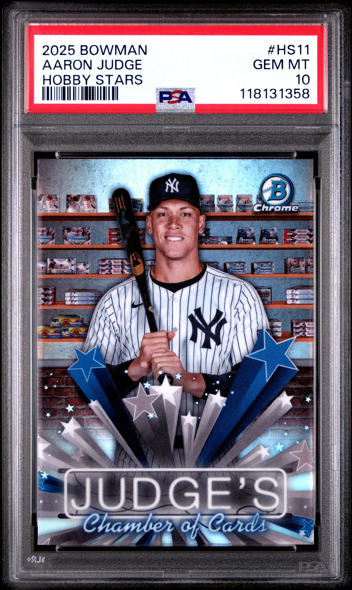 Graded 2025 Topps Bowman Aaron Judge #HS11 Hobby Stars Baseball Card PSA 10 Gem Mint