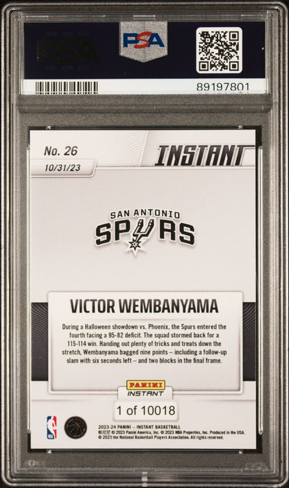 Graded 2023 Panini Instant Victor Wembanyama #26 Rookie RC Basketball Card PSA 9 Mint