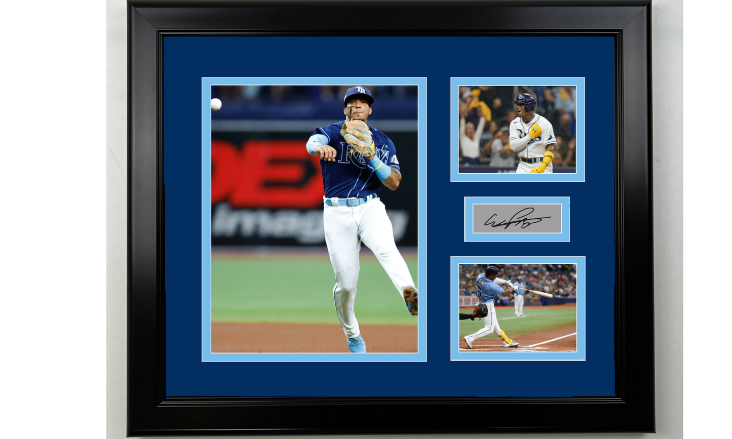 Framed Wander Franco Tampa Bay Rays Facsimile Laser Engraved Signature Baseball 14x11 3 Photo Collage