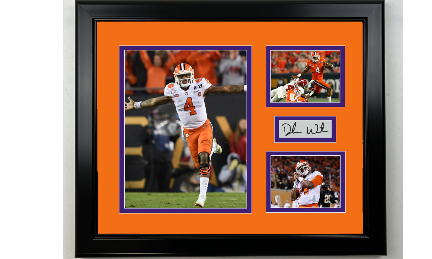 Framed Deshaun Watson Clemson Tigers Facsimile Laser Engraved Signature Football 14x11 3 Photo Collage