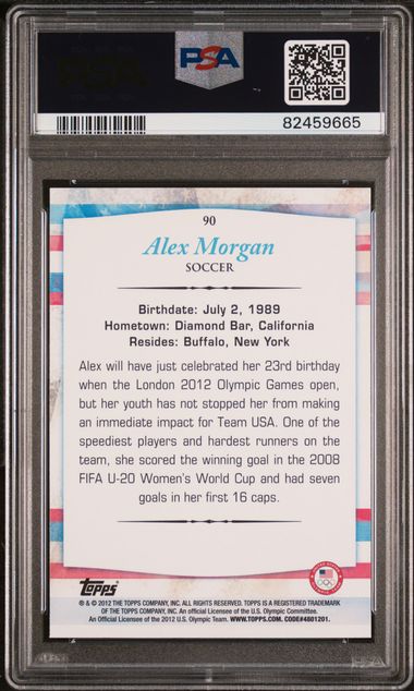Graded 2012 Topps USA Olympics Alex Morgan #90 Rookie RC Soccer Card PSA 10 Gem Mint