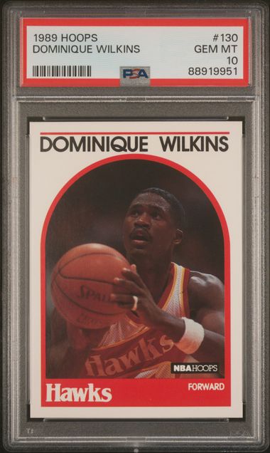 Graded 1989 Hoops Dominique Wilkins #130 Basketball Card PSA 10 Gem Mint