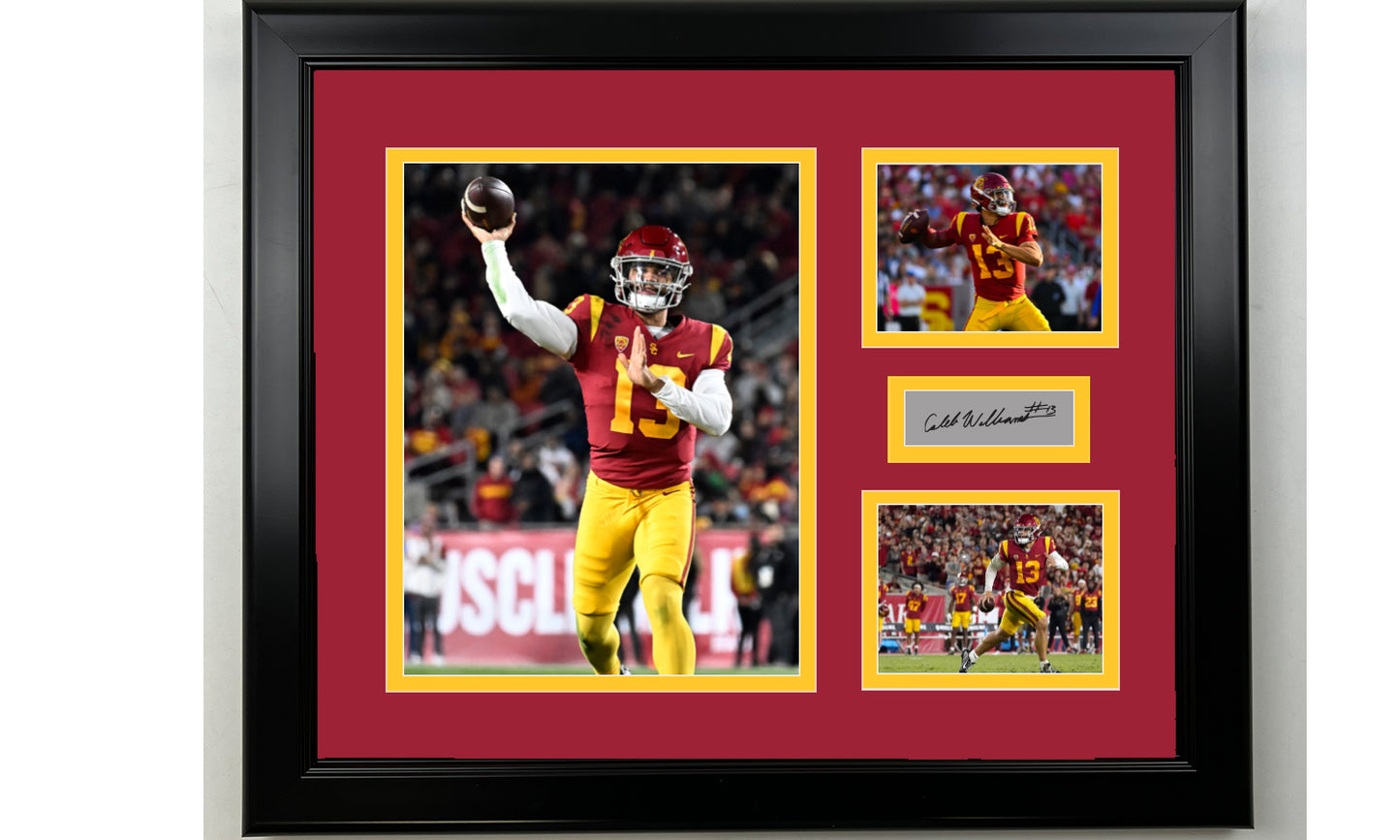 Framed Caleb Williams USC Trojans Facsimile Laser Engraved Signature NCAA Football 14x11 3 Photo Collage