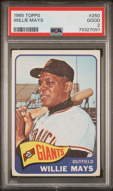 Graded 1965 Topps Willie Mays #250 Baseball Card PSA 2 Good