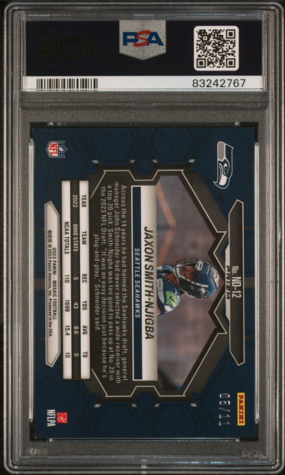 Graded 2023 Panini Mosaic Jaxon Smith-Njigba #ND12 Green Swirl Rookie RC Football Card PSA 10 Gem Mint