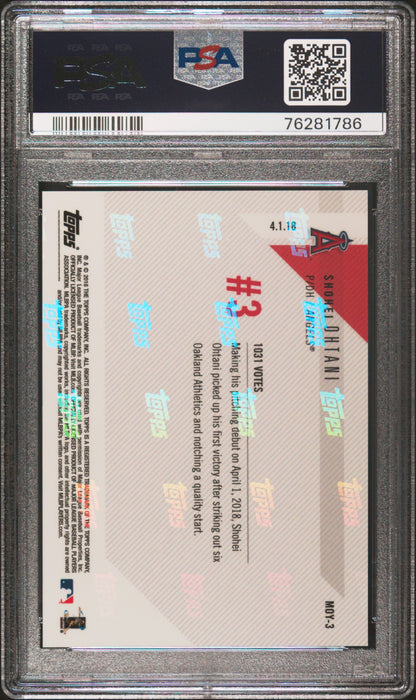 Graded 2018 Topps Now Shohei Ohtani #MOY-3 Moment of the Year Rookie RC Baseball Card PSA 10 Gem Mint