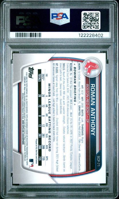Graded 2023 Topps Bowman Roman Anthony #BCP71 Chrome Prospects Rookie RC Baseball Card PSA 8 Near Mint