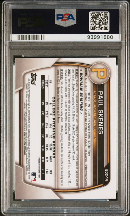Graded 2023 Topps Bowman Draft Paul Skenes #BDC14 Chrome Rookie RC Baseball Card PSA 8 Near Mint