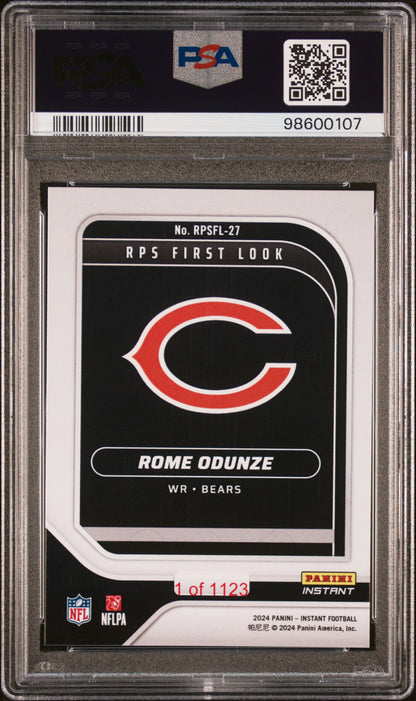 Graded 2024 Panini Instant NFL Rome Odunze #RPSFL27 RPS First Look Rookie RC Football Card PSA 9 Mint