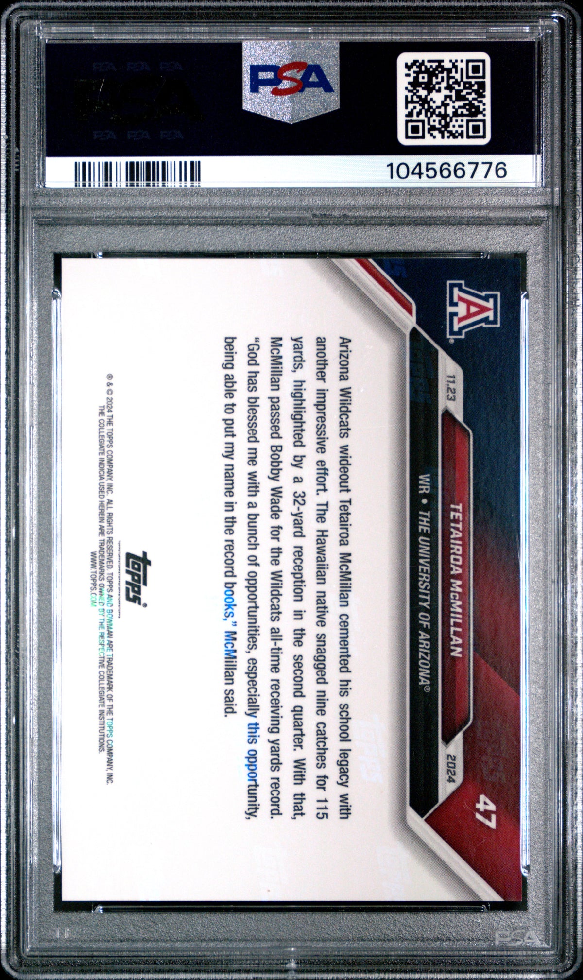 Graded 2024 Topps Bowman U Now Tetairoa McMillan #47 Orange /5 Rookie RC Football Card PSA 10 Gem Mint