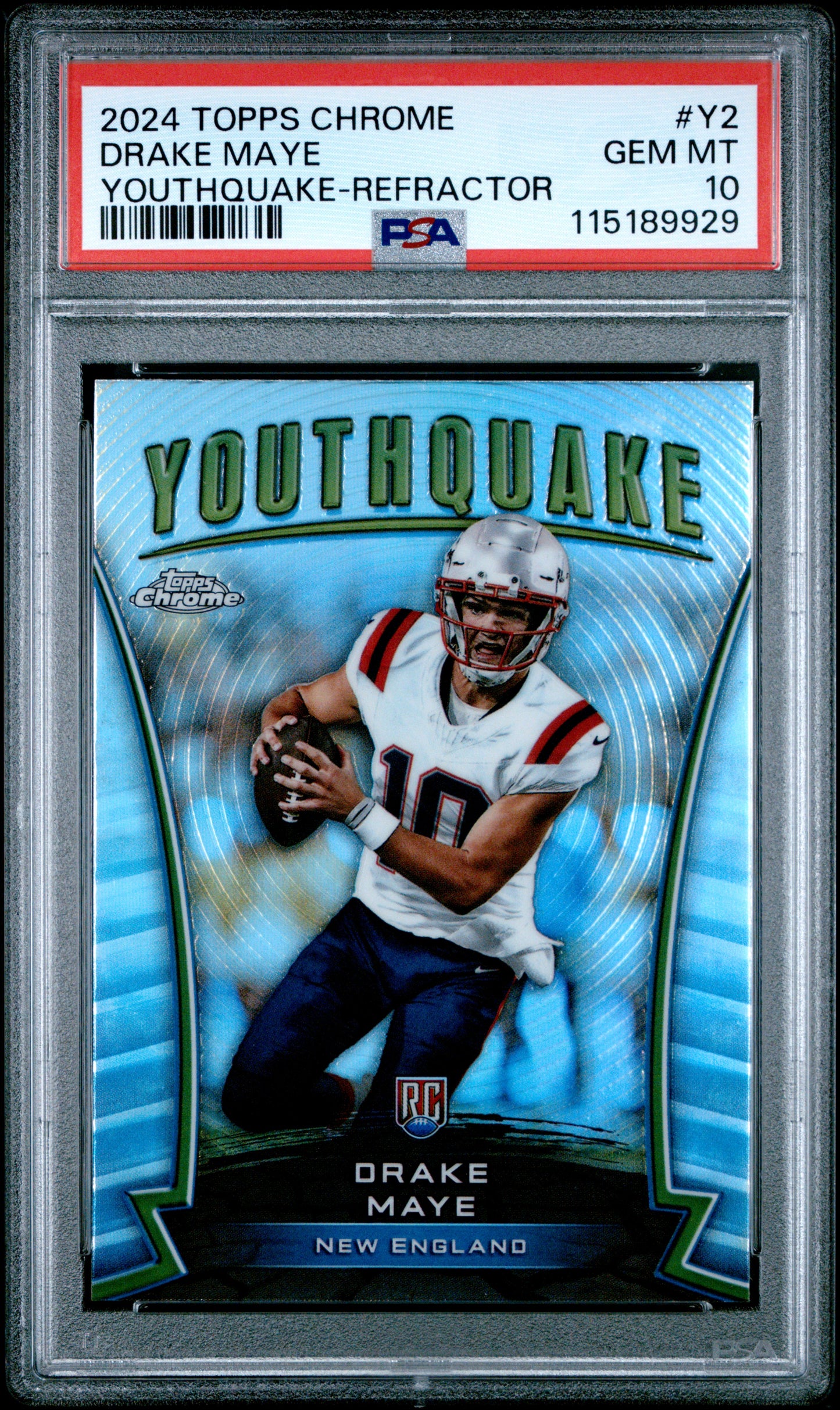 Graded 2024 Topps Chrome Drake Maye #Y2 Youthquake Refractor Rookie RC Football Card PSA 10 Gem Mint