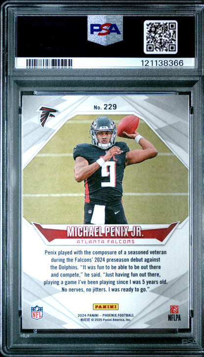Graded 2024 Panini Phoenix Michael Penix Jr #229 Orange Rookie RC Football Card PSA 10 Gem Mint