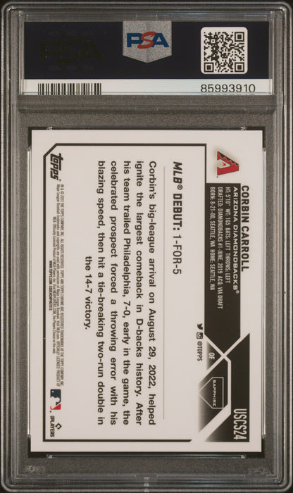 Graded 2023 Topps Chrome Update Sapphire Edition Corbin Carroll #24 Rookie RC Baseball Card PSA 10 Gem Mint