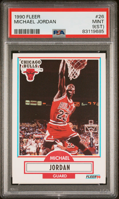 Graded 1990 Fleer Michael Jordan #26 Basketball Card PSA 9ST Mint