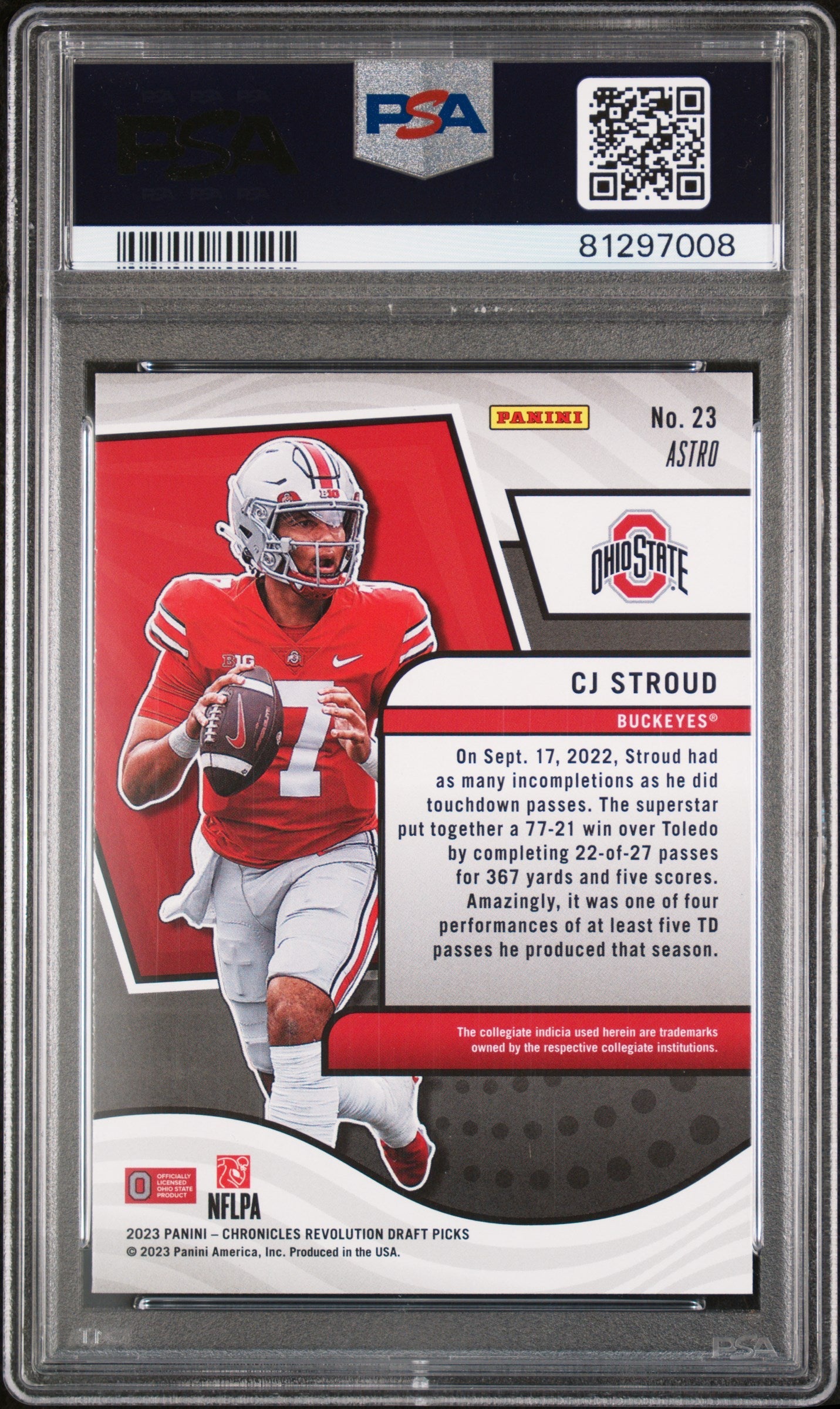 Graded 2023 Panini Chronicles DP CJ Stroud #23 Revolution Astro Rookie RC Football Card PSA 10 Gem Mint