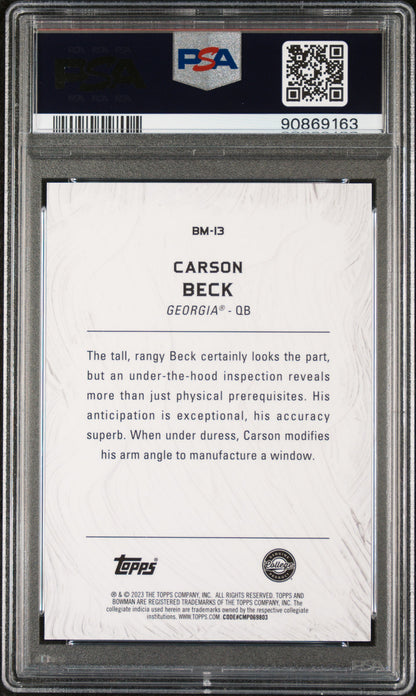 Graded 2023 Topps Bowman U Best Carson Beck #BM13 Masterpieces Geometric Rookie RC Football Card PSA 10 Gem Mint