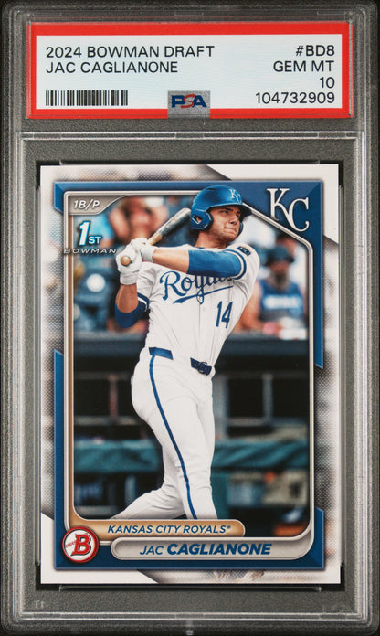 Graded 2024 Topps Bowman Draft Jac Caglianone #BD8 Rookie RC Baseball Card PSA 10 Gem Mint