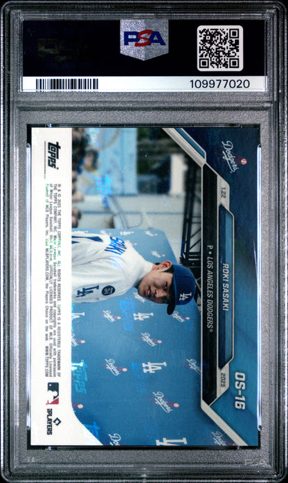 Graded 2024 Topps Now Roki Sasaki #OS16 Offseason Rookie RC Baseball Card PSA 9 Mint