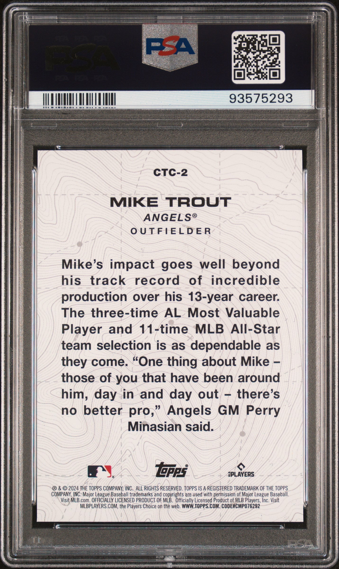 Graded 2024 Topps Mike Trout #CTC2 City to City Baseball Card PSA 10 Gem Mint