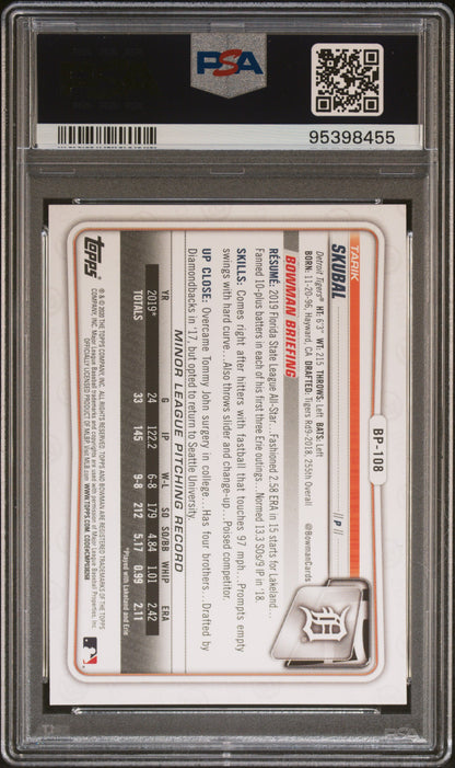 Graded 2020 Topps Bowman Tarik Skubal #BP108 Paper Prospects Rookie RC Baseball Card PSA 10 Gem Mint
