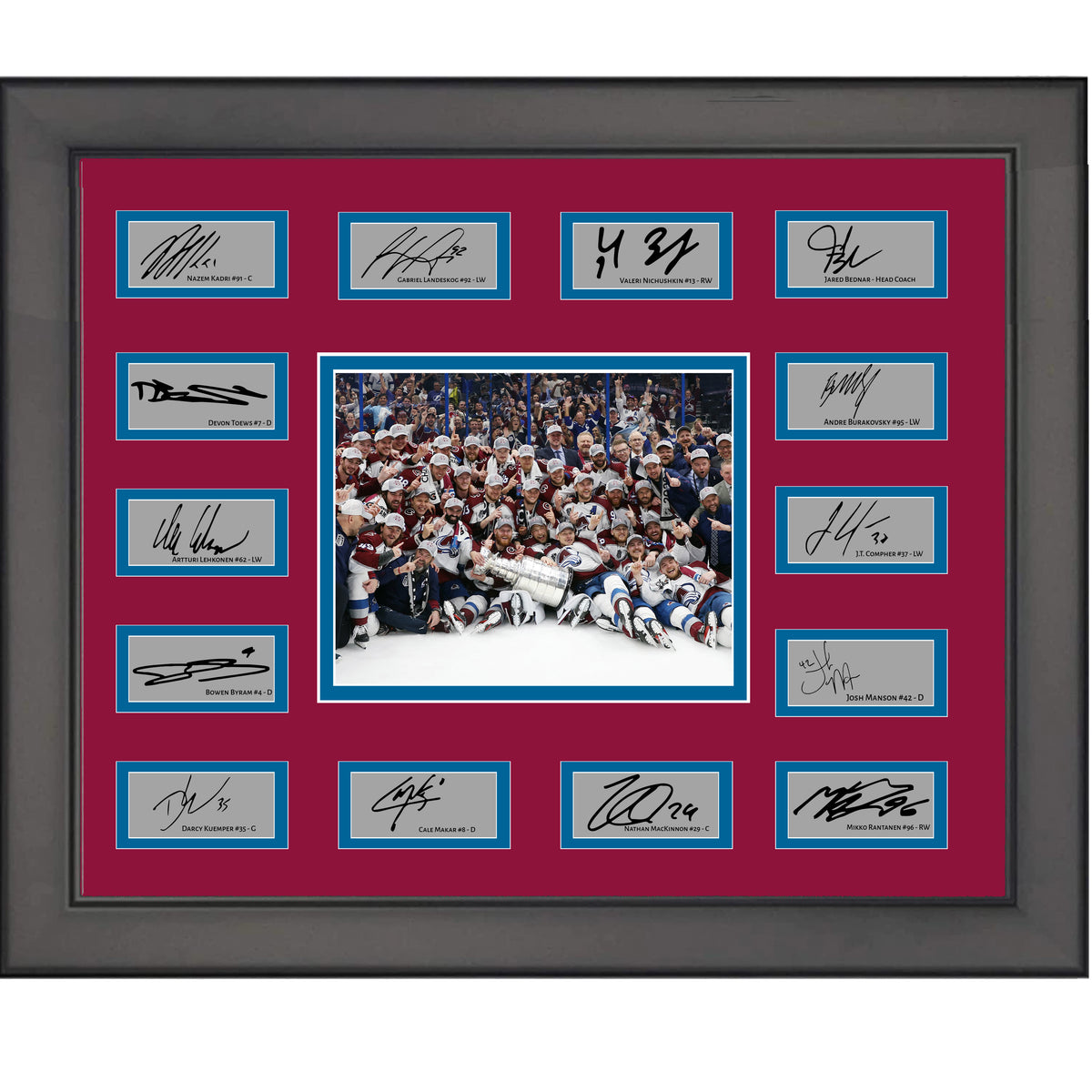 Framed 2022 Colorado Avalanche Stanley Cup Champions 14x Team Facsimile Laser Engraved Signature Auto Collage 20x25 Hockey Photo