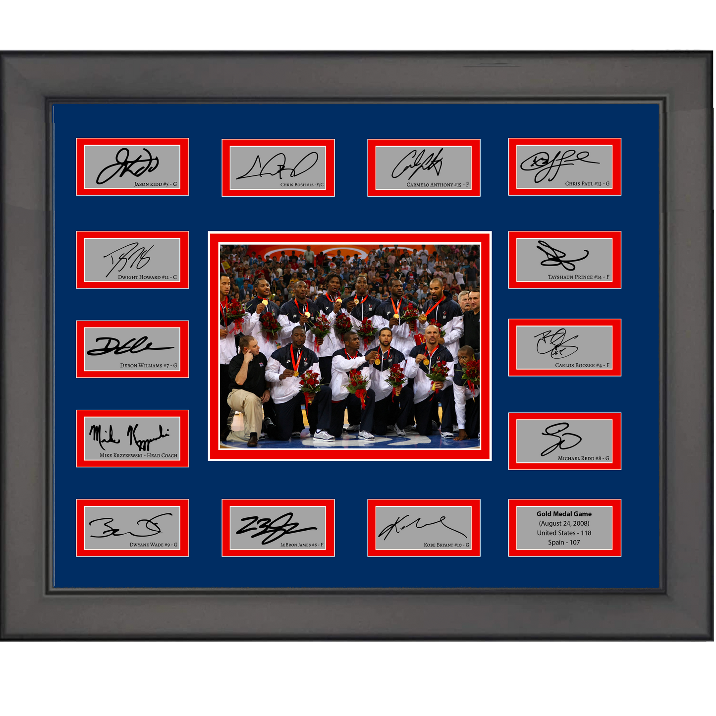 Framed 2008 USA Redeem Team Olympics Facsimile Laser Engraved Signature Auto Collage 20x25 Basketball Photo