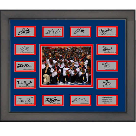 Framed 2008 USA Redeem Team Olympics Facsimile Laser Engraved Signature Auto Collage 20x25 Basketball Photo