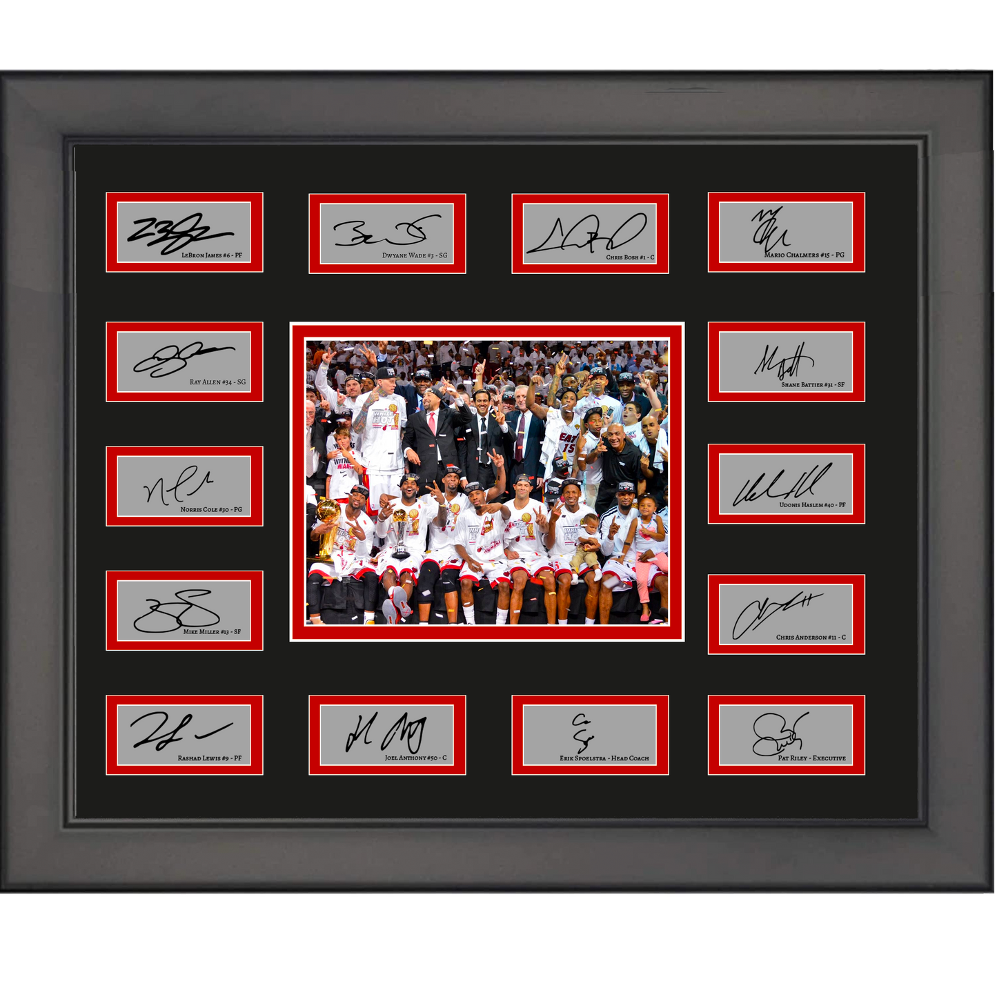 Framed 2012 Miami Heat NBA Champions Team Facsimile Laser Engraved Signature Auto Collage 20x25 Basketball Photo