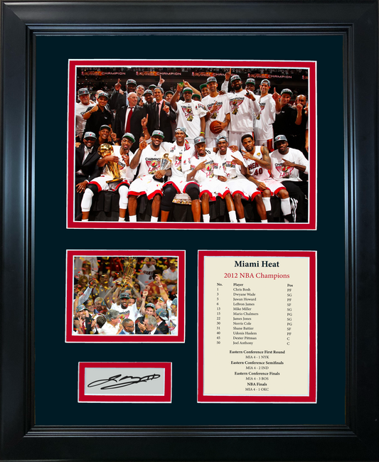 Framed Miami Heat 2012 NBA Champions LeBron James MVP Facsimile Laser Engraved Signature Auto Basketball 11"x14" Photo Sig Collage