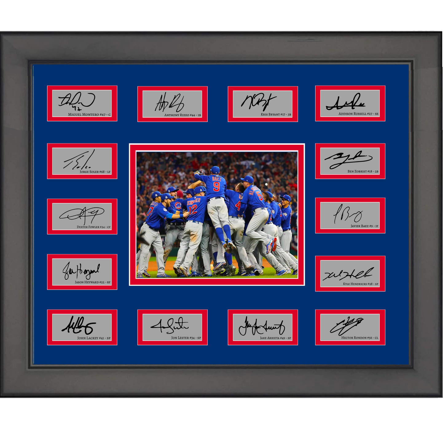 Framed 2016 Chicago Cubs MLB World Series Champions Team Facsimile Laser Engraved Signature Auto Collage 20x25 Baseball Photo