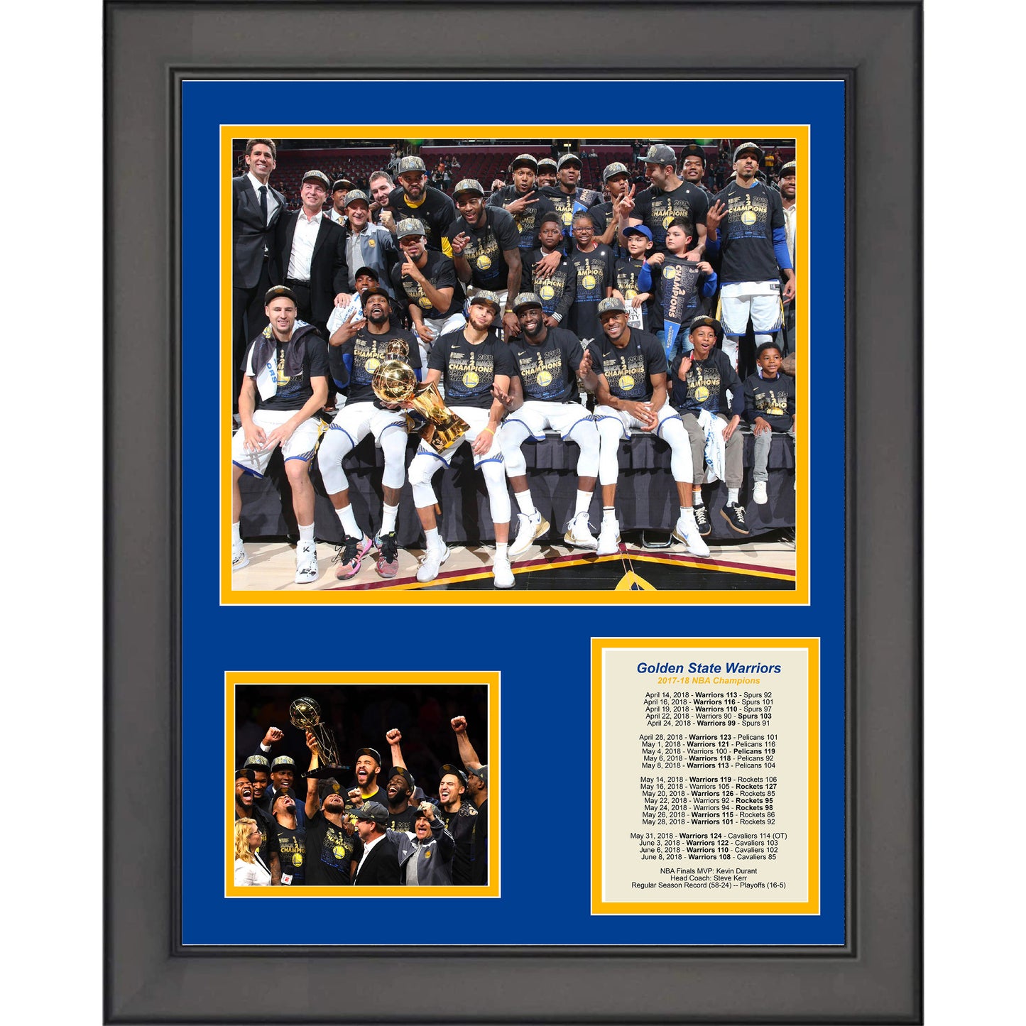 Framed Golden State Warriors 2017-2018 NBA Finals Champions 11"x14" Three Photo Collage