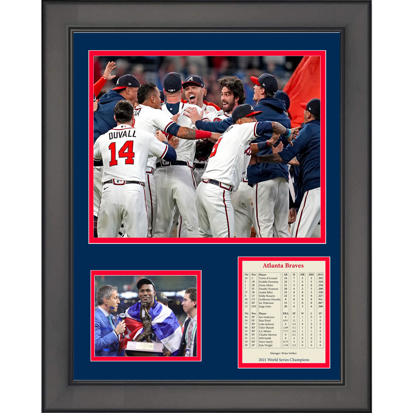 Framed Atlanta Braves 2021 World Series Champions Jorge Soler MVP 11"x14" Baseball Three Photo Collage