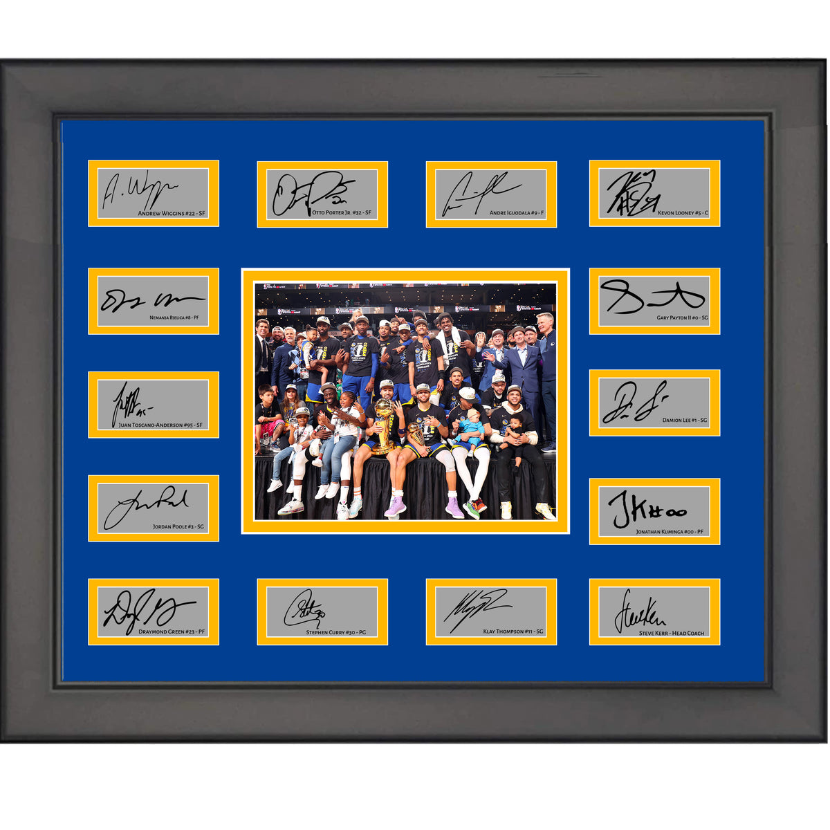 Framed 2022 Golden State Warriors NBA Champions Team Facsimile Laser Engraved Signature Auto Collage 20x25 Basketball Photo