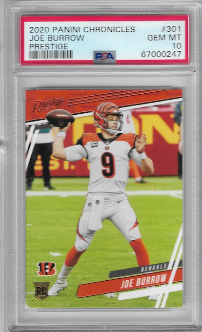 Graded 2020 Panini Chronicles Prestige Joe Burrow #301 Rookie RC Football Card PSA 10 Gem Mint